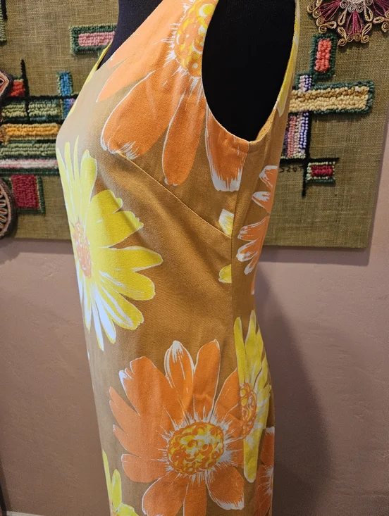 Vintage Handmade Hawaiian Floral Print MCM Wiggle Maxi Dress - Picture 8 of 15